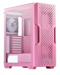Gabinete gamer xpg starker air - media torre. panel lateral vidrio templado. atx, micro-atx y mini-itx. filtro polvo extraible. rosa. starkerair-pkcus