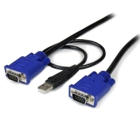 Startech.com cable kvm de 3m ultra delgado 2-en-1 vga usb - hd15 macho a macho - cable for conmutador kvm - negro