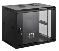 Saxxon sxr12u5412a - gabinete de pared negro  12ur  puerta de vidrio templado  alto 60 cm  ancho 53 cm  profundidad 40 cm