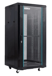Saxxon sxr22u6622s - gabinete de piso color negro  22ur  puerta de vidrio templado  alto 109 cm  ancho 60 cm  profundidad 60 cm  incluye base con 2 ventiladores 220v