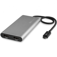 Startech.com adaptador de video thunderbolt 3 a doble hdmi 4k 60hz compatible con mac y windows - cable for monitor, macbook pro, portátil, computador - 40gbits - admite hasta4096 x 2160 - plata