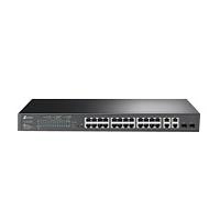 Switch tp-link tl-sl2428p 24 puertos rj45 10100 mbps poe con 2 puertos rj45 gigabit y 2 ranuras sfp gigabit combo no administrable para rack 19 pulgadas