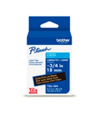 Cinta laminada brother estandar texto dorado sobre cinta negra de 18mm x 8m