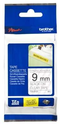 Cinta brother tzes121 negro sobre transparente 9 mm er
