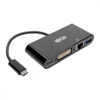 Adaptador multipuerto tripp lite usb-c/dvi/usb-a/gbe carga pd color negro