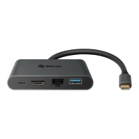 Adaptador steren usb c a hdmi/usb 3.0/usb c/rj45 color negro