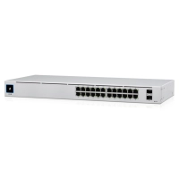 Ubiquiti usw-24 unifi switch capa 2 de 24 puertos 101001000 mbps más 2 puertos 1g sfp, con pantalla informa