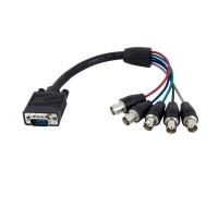 Startech.com cable de 30 cm coaxial para monitor hd15 vga a 5 bnc rgbhv - macho a hembra - cable for pc, amplificador de distribución, monitor, dispositivo de vídeo, proyector - níquel conector chapado - 28 awg - negro