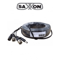 Cable saxxon wb0130c, conectores bnc y plug de energia para camara de vigilancia 30 mts, color negro
