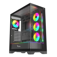 Gabinete gamer xzeal full tower xz160 - eatxatx panel der.front. cristal templado 1xusb2.0 + 1xusb3.0 + 1x usb tipo c+ 1x3.5mm + 4 ventiladores argb negro