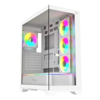 Gabinete gamer xzeal full tower xz160 - eatxatx panel der.front. cristal templado 1xusb2.0 + 1xusb3.0 + 1x usb tipo c+ 1x3.5mm + 4 ventiladores argb blanco