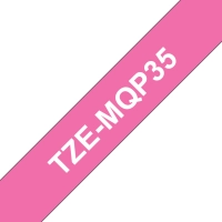 Cinta brother tze-mqp35 laminada estándar texto blanco fondo rosa fucsia 12mmx5m